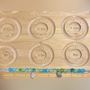 Blue and Green glass Beaded Bracelet with Silver Charms